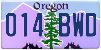 OR license plate 014BWD