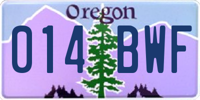 OR license plate 014BWF