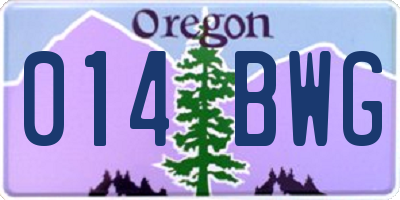 OR license plate 014BWG