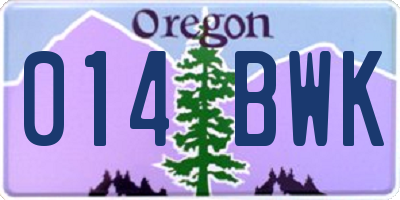 OR license plate 014BWK