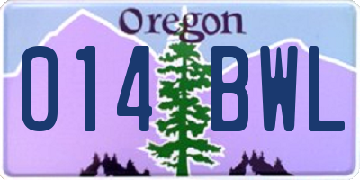 OR license plate 014BWL