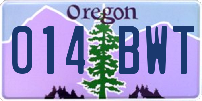 OR license plate 014BWT