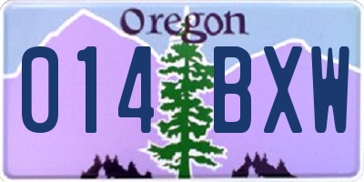 OR license plate 014BXW