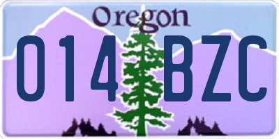 OR license plate 014BZC