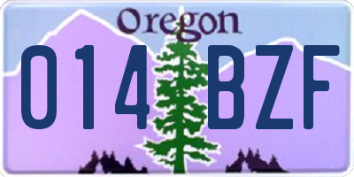 OR license plate 014BZF