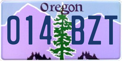 OR license plate 014BZT