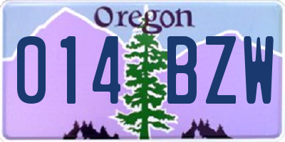 OR license plate 014BZW