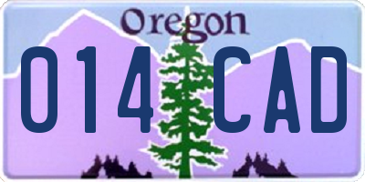 OR license plate 014CAD