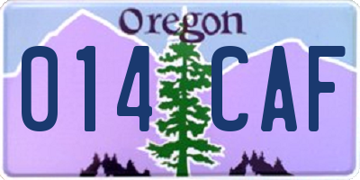 OR license plate 014CAF