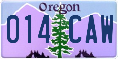 OR license plate 014CAW