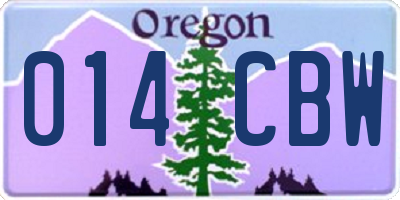 OR license plate 014CBW