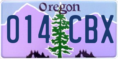 OR license plate 014CBX