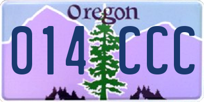 OR license plate 014CCC