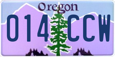 OR license plate 014CCW