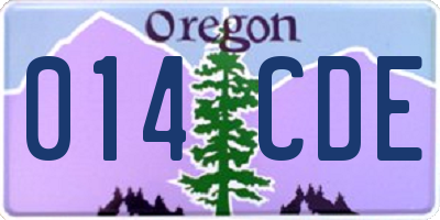 OR license plate 014CDE