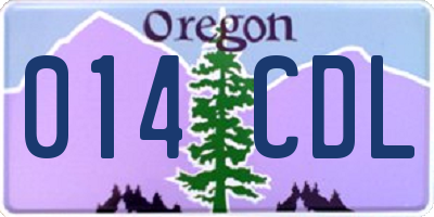 OR license plate 014CDL