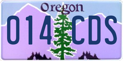 OR license plate 014CDS