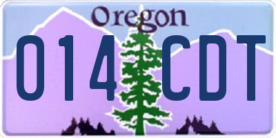 OR license plate 014CDT