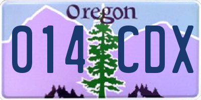 OR license plate 014CDX