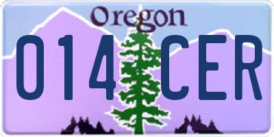 OR license plate 014CER