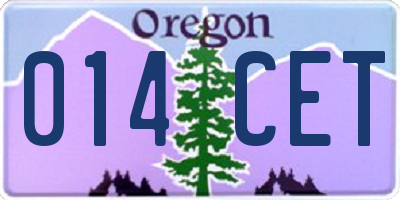 OR license plate 014CET