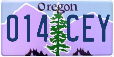 OR license plate 014CEY