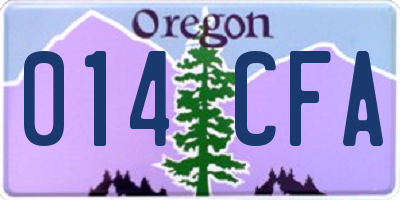 OR license plate 014CFA