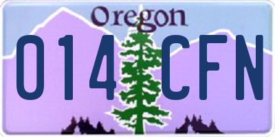 OR license plate 014CFN