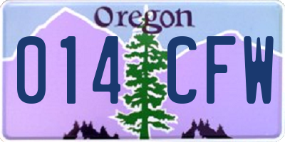 OR license plate 014CFW