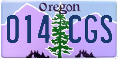 OR license plate 014CGS