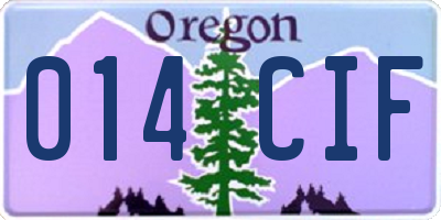 OR license plate 014CIF