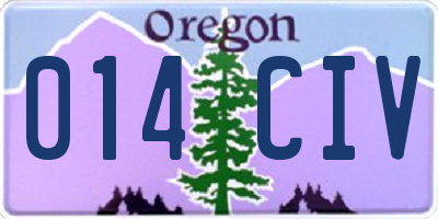 OR license plate 014CIV