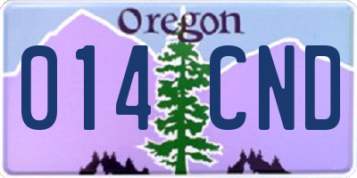 OR license plate 014CND