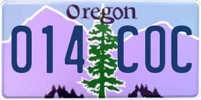 OR license plate 014COC