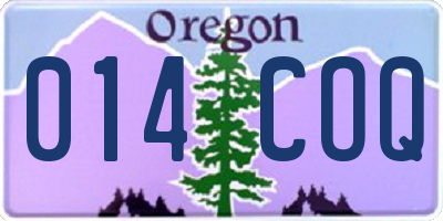 OR license plate 014COQ