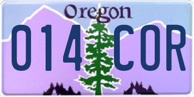 OR license plate 014COR