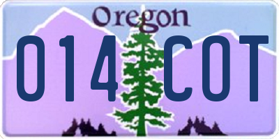 OR license plate 014COT