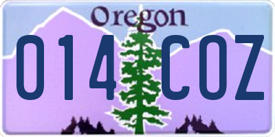 OR license plate 014COZ