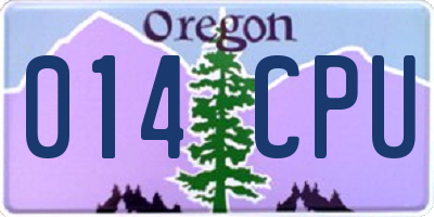OR license plate 014CPU