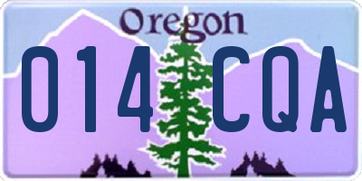OR license plate 014CQA