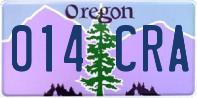 OR license plate 014CRA