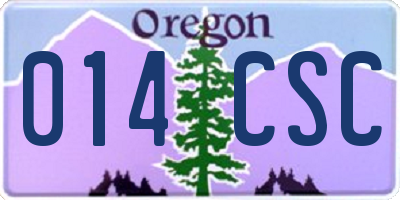 OR license plate 014CSC