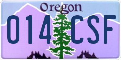 OR license plate 014CSF