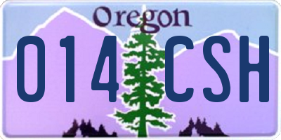 OR license plate 014CSH