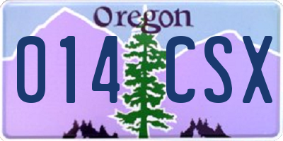 OR license plate 014CSX