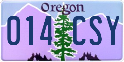 OR license plate 014CSY