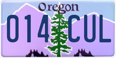 OR license plate 014CUL