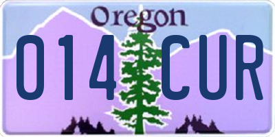 OR license plate 014CUR