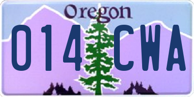 OR license plate 014CWA