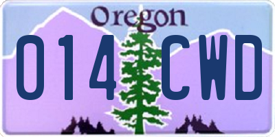 OR license plate 014CWD